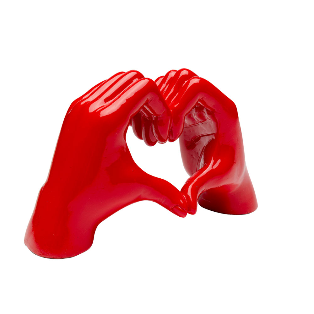 ハートハンズ　レッド　12㎝　デコオブジェ