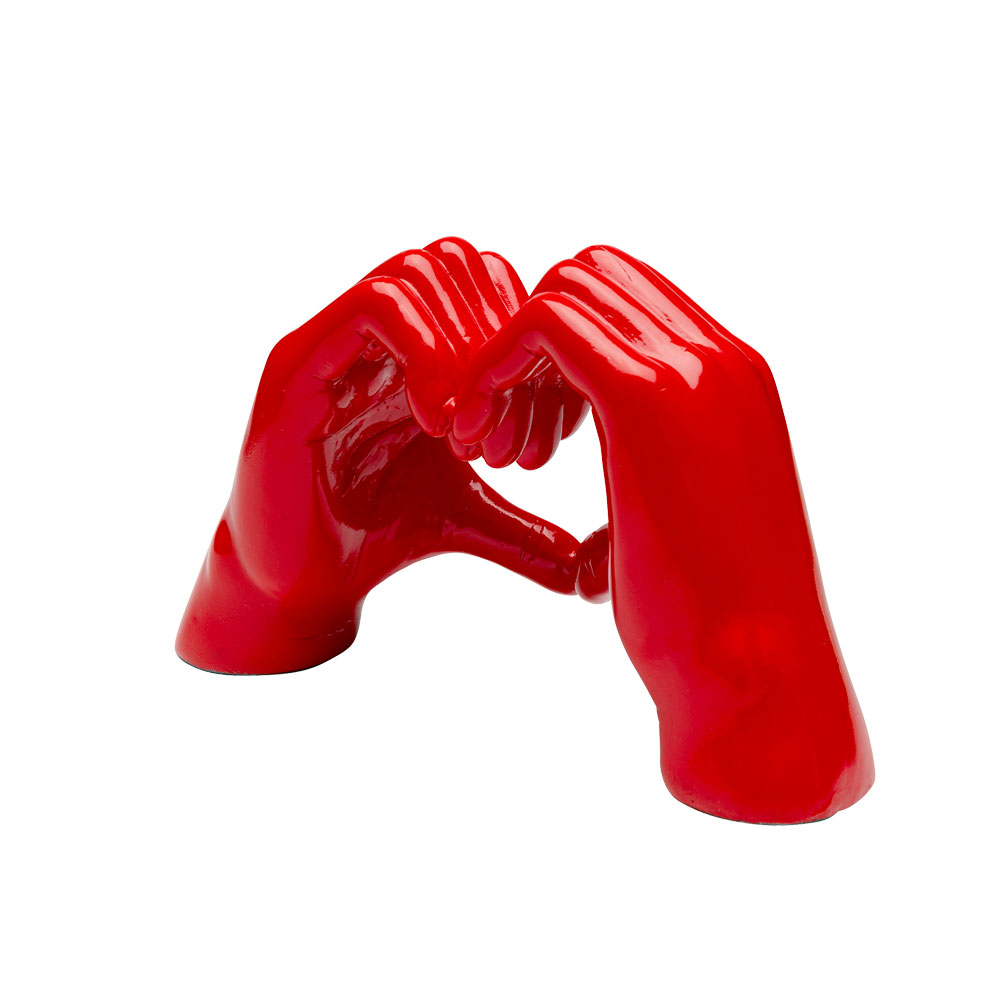 ハートハンズ　レッド　12㎝　デコオブジェ