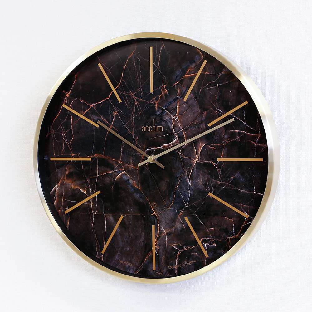 Luxe Green MarbleGold Black ウォールクロック