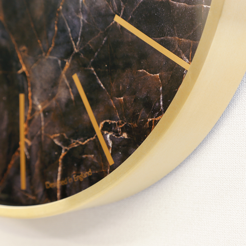 Luxe Green MarbleGold Black ウォールクロック