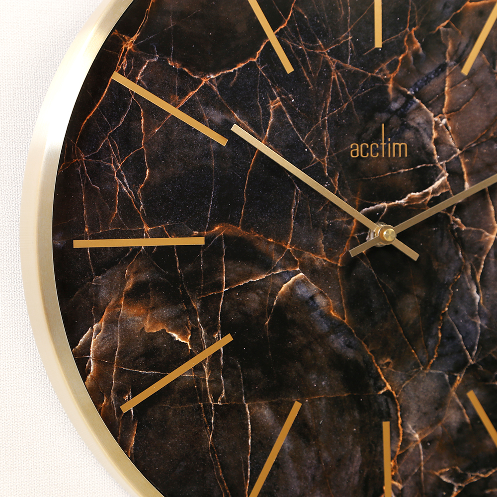 Luxe Green MarbleGold Black ウォールクロック