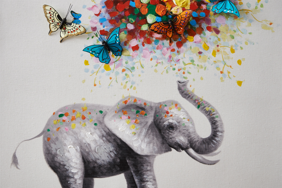 エレファント&バタフライ 50×50cm